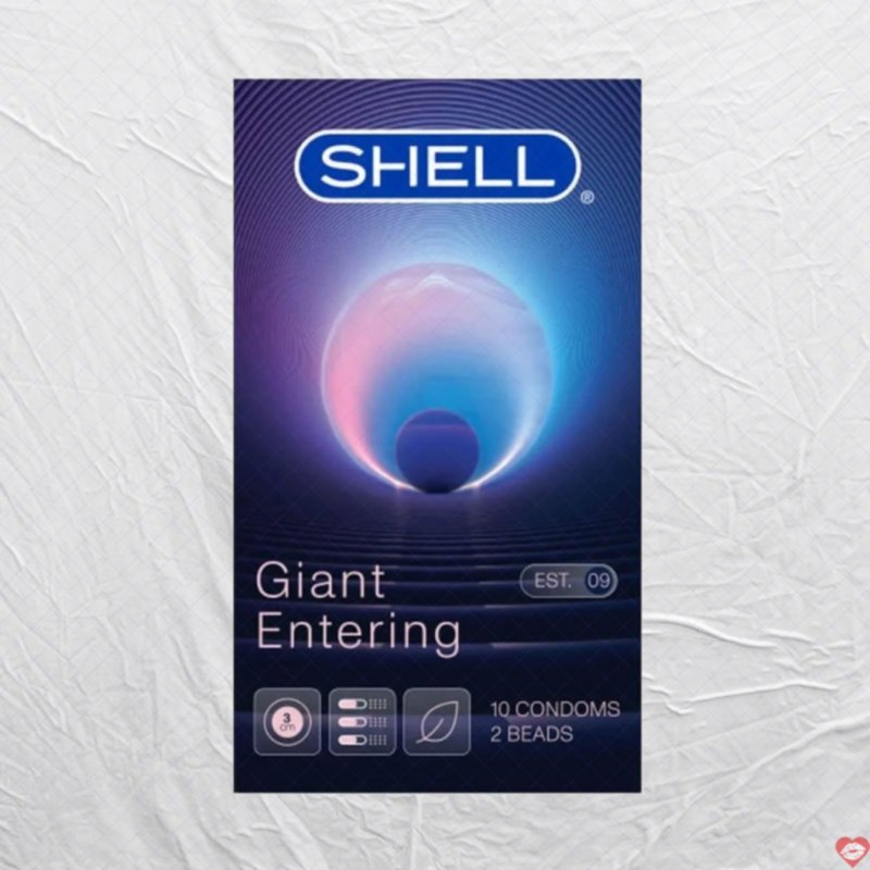 Bao Cao Su Shell Giant Gân Nổi Tăng 3cm Kích Thích Mạnh Hộp 10 