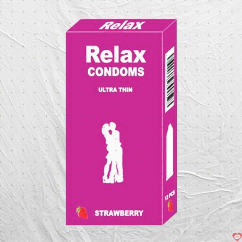 Bao cao su Relax Hương dâu 12 cái Siêu mỏng An toàn mềm mại 