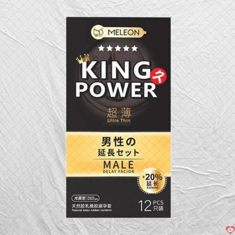Bao cao su Meleon King Power siêu mỏng kéo dài 20% hộp 12 chiếc 
