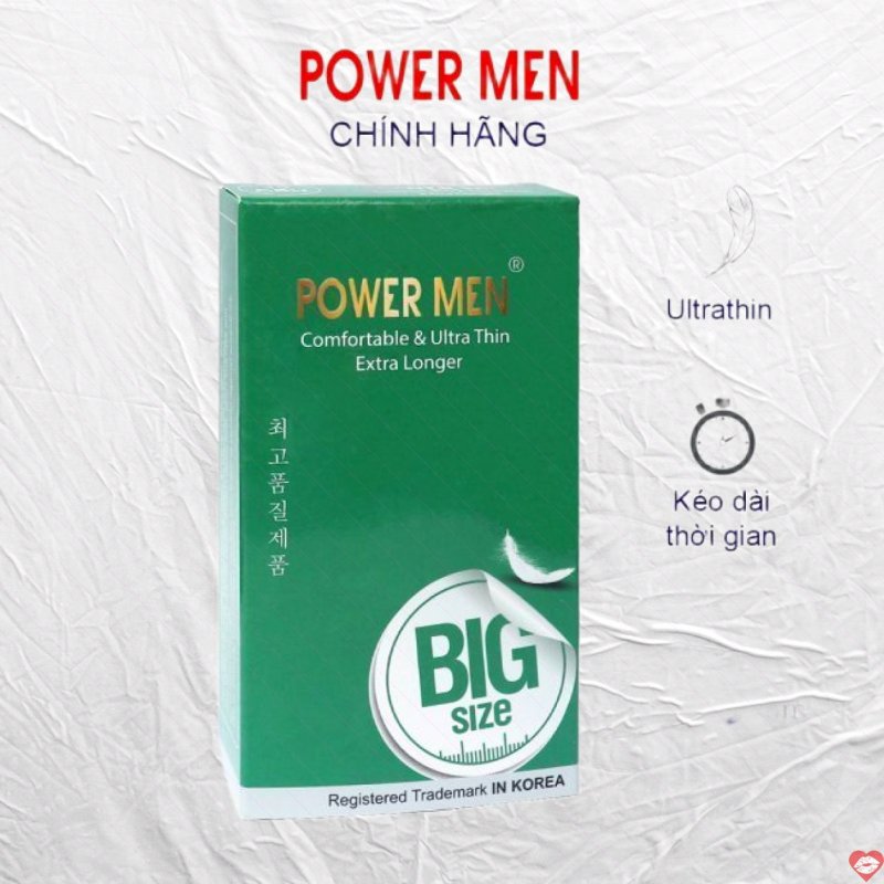 Bao cao su Power Men 55mm hộp 12 cái siêu mỏng kéo dài 