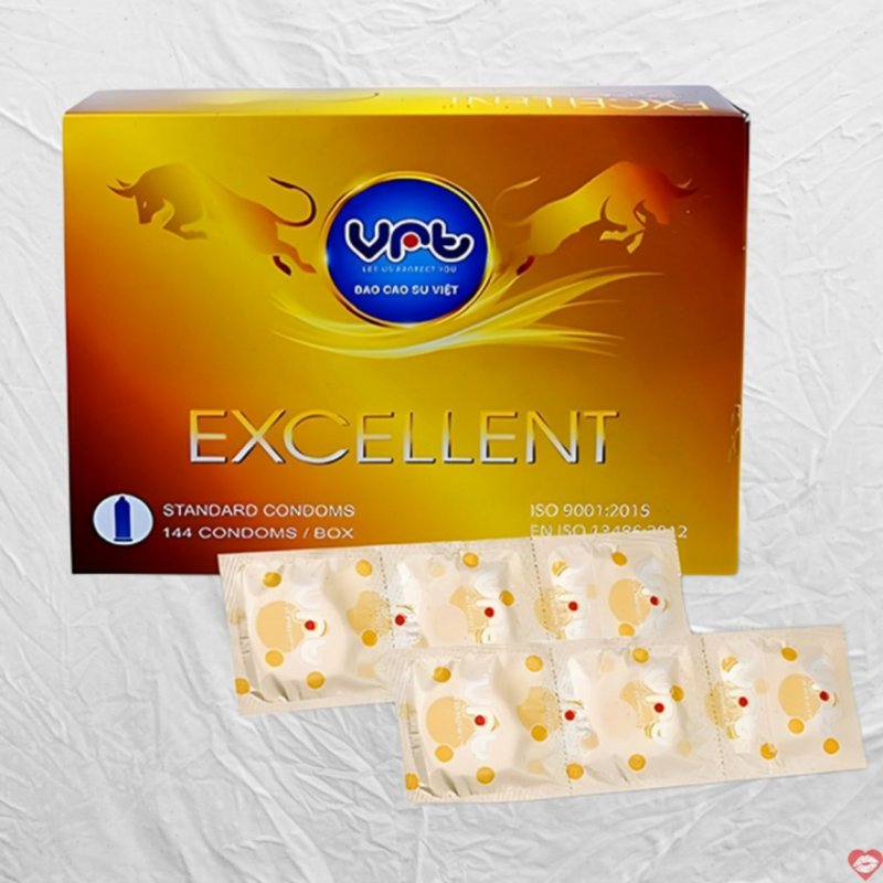 Bao cao su VRT Excellent mỏng trơn 144 cái giá tốt 