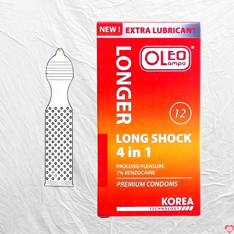 Bao cao su Oleo Lampo Longshock 4in1 12 cái kéo dài cực đỉnh 