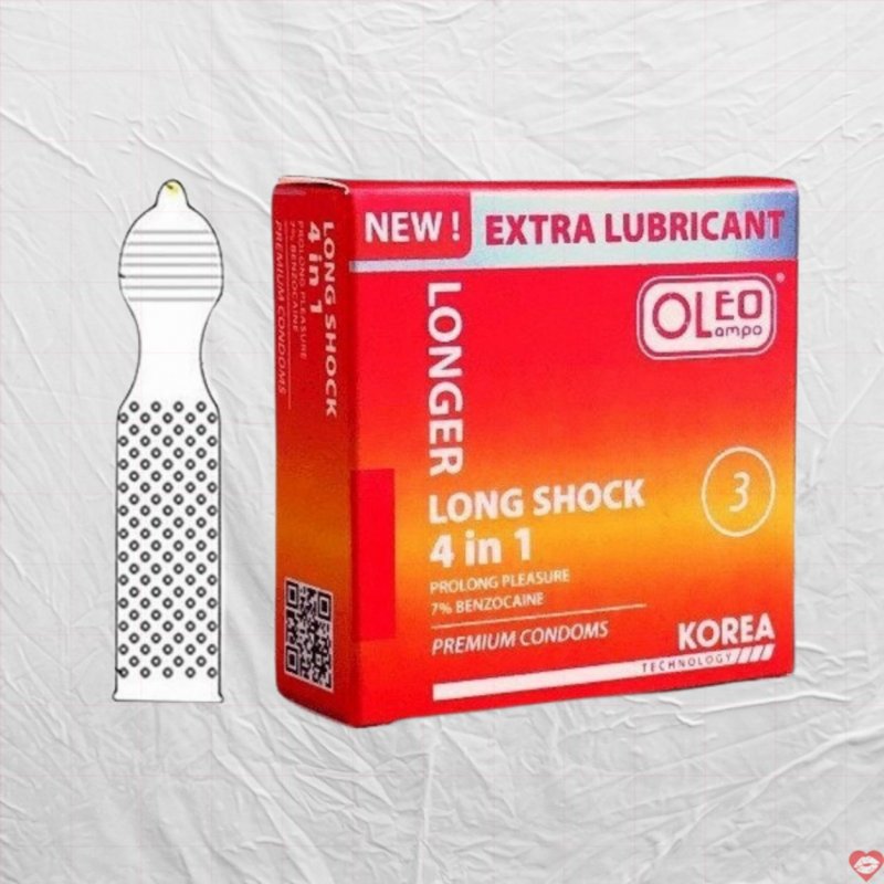 Bao cao su Oleo Lampo Longshock 4in1 Kéo Dài Đỉnh Cao 