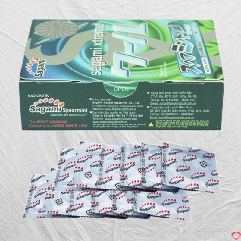 Bao Cao Su Sagami Xtreme Spearmint Hộp 10 - Mát Lạnh Đỉnh Cao 