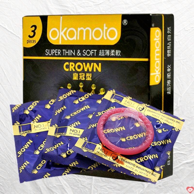 Okamoto Crown 3 cái siêu mỏng an toàn cảm giác thật giá tốt 