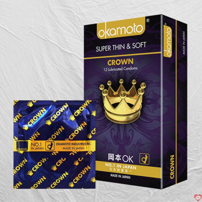 Okamoto Crown hộp 10 cái Bao cao su siêu mỏng an toàn chất lượng 