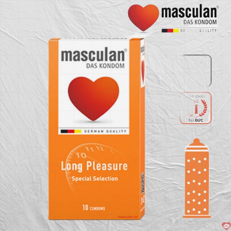 Bao cao su gân gai Masculan kéo dài cuộc yêu - Hộp 10 cái 