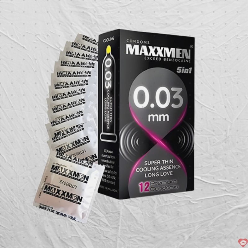 Bao cao su Maxxmen 5in1 siêu mỏng kéo dài 0.03mm 12 chiếc 