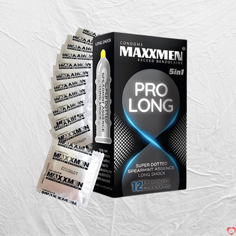 Bao cao su Maxxmen 5in1 gân gai kéo dài siêu mỏng kích thích 12c 