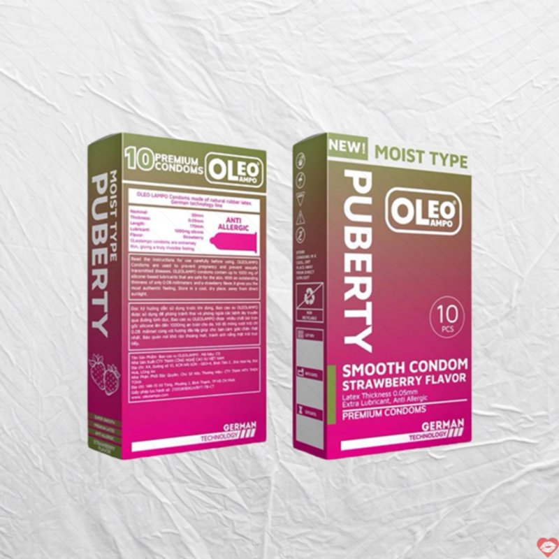 Bao cao su Oleo Lampo Puberty hương dâu mềm mại kích thích 