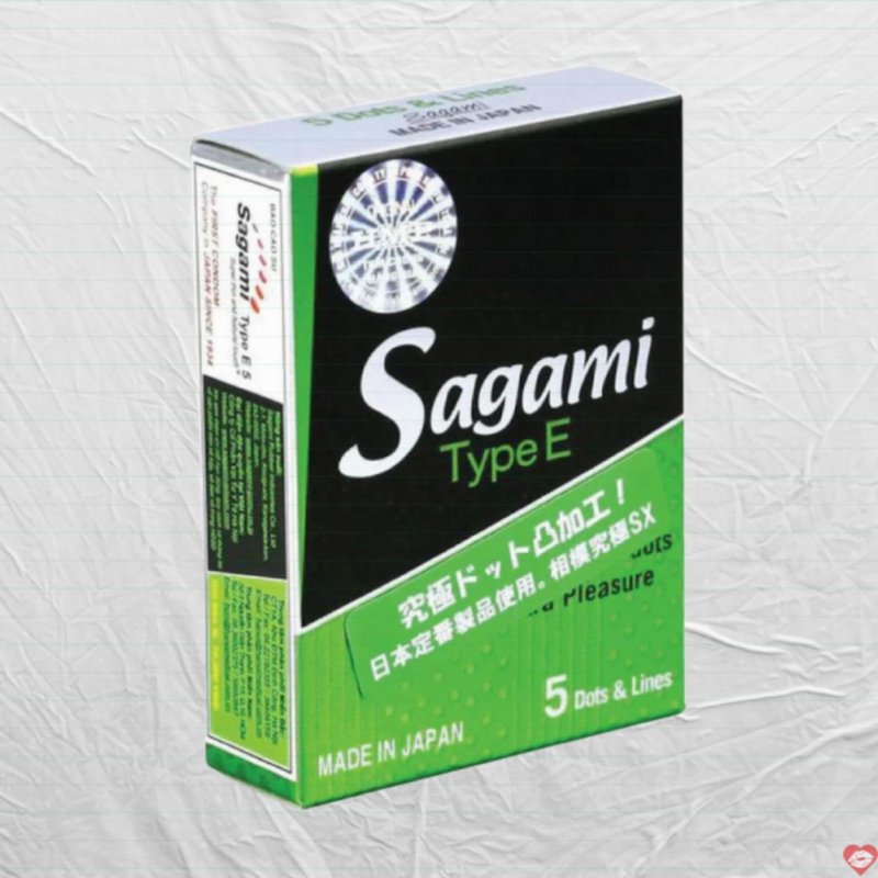 Bao cao su Sagami Type E Gân Điểm Nổi Hộp 5 Cái Siêu Mỏng 