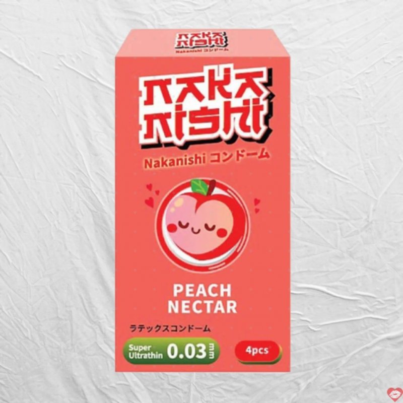 Bao Cao Su Nakanishi 0.03mm Siêu Mỏng Hương Đào Hộp 4 Cái 