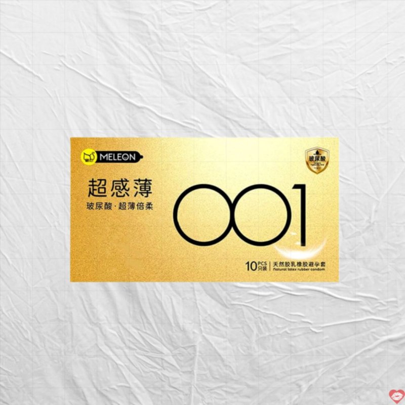 Bao cao su Meleon 001 Gold siêu mỏng an toàn mềm mại 10 cái 