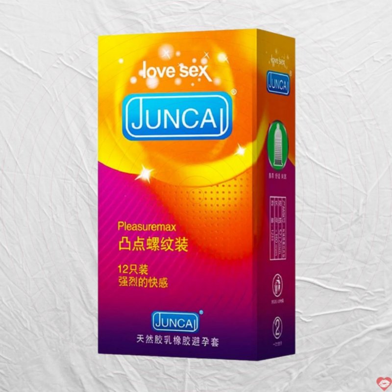 Bao cao su Juncai Pleasuremax Gân nổi Hộp 12 cái Khỏe Mạnh An Toàn 