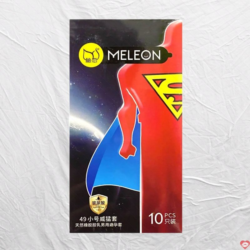 Bao cao su Meleon Supermen 49mm gel bôi trơn HA, hộp 10 cái chất lượng 