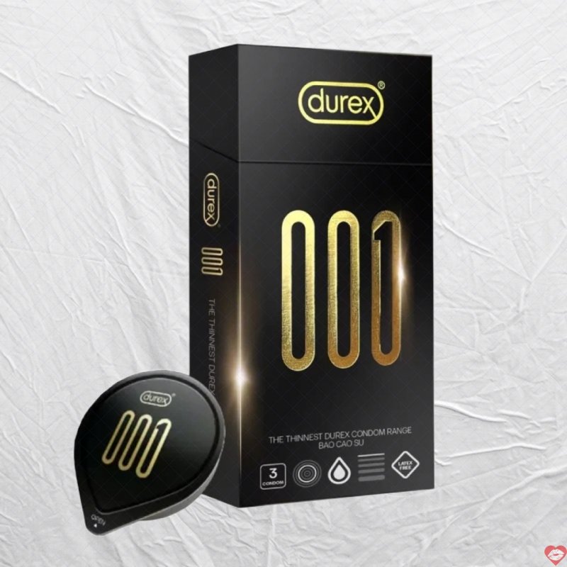 Bao Cao Su Durex 001 Siêu Mỏng Chính Hãng - Hộp 3 Cái 