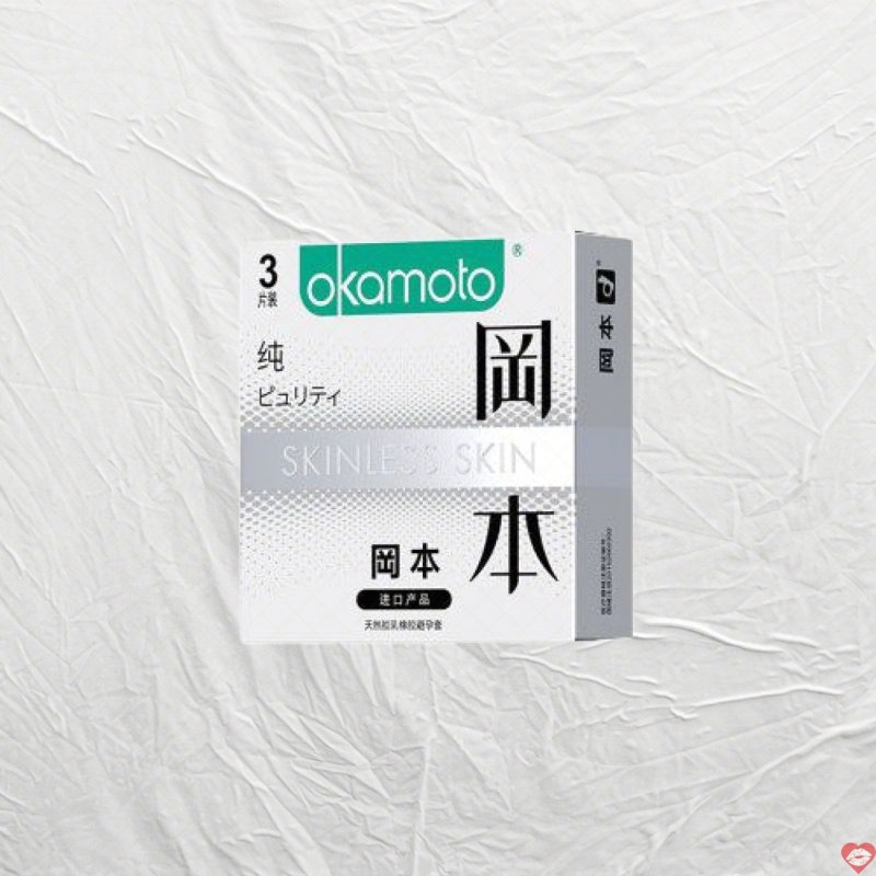 Okamoto Skinless Skin Purity 3 cái hộp siêu mỏng Nhật Bản, an toàn chất lượng 