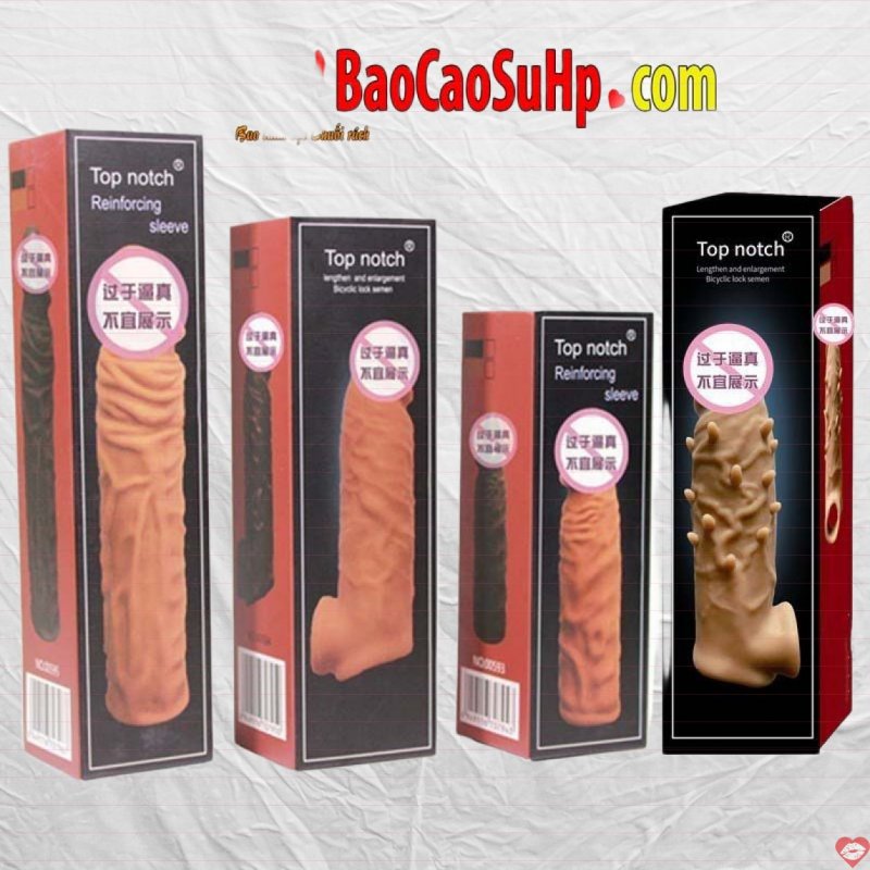 Bao cao su donden gai và gân có quai đeo Top notch tăng kích thước cậu bé