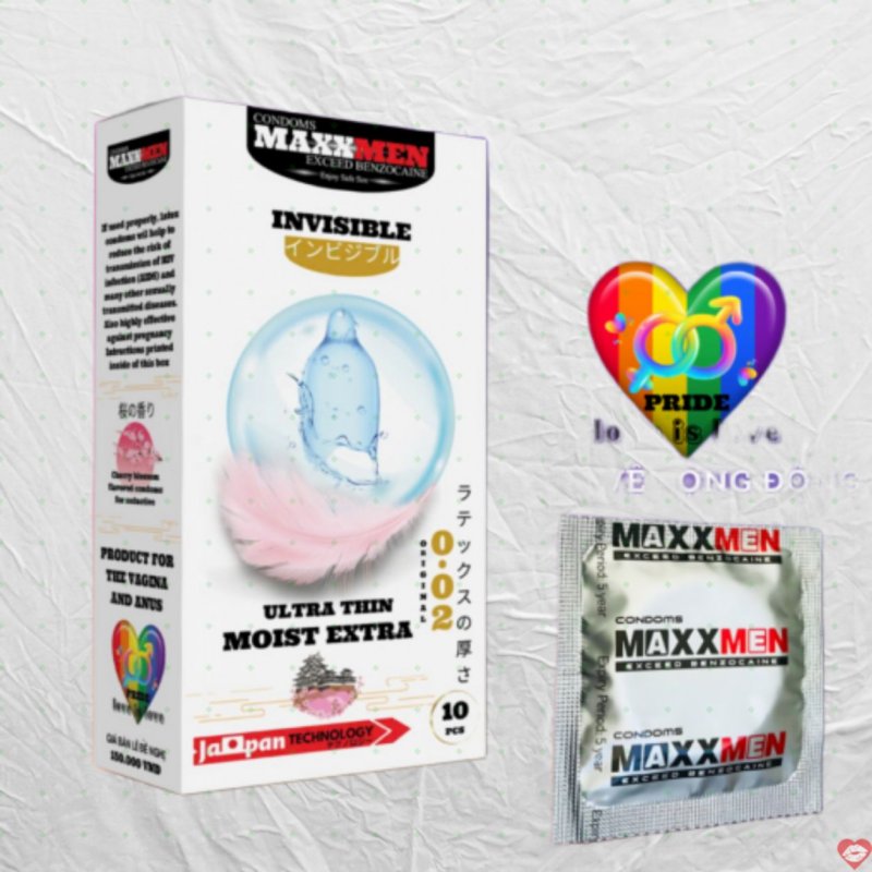 Bao cao su size 49mm Maxxmen Invisible 002 công nghệ NHẬT BẢN siêu mỏng gel silicone