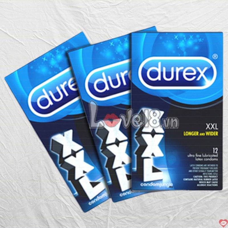 Bao Cao Su Durex XXL Size Lớn Hộp 12 Cái Siêu Mượt Êm 