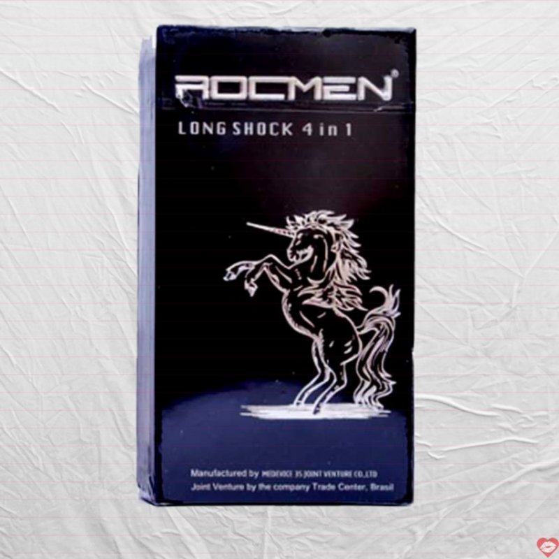 Bao cao su ROCMEN Long Shock 4in1 đen tăng khoái cảm kéo dài 