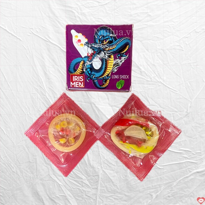 Bao cao su Iris Men bi gai lớn hộp 2 chiếc an toàn mềm mại kích thích 
