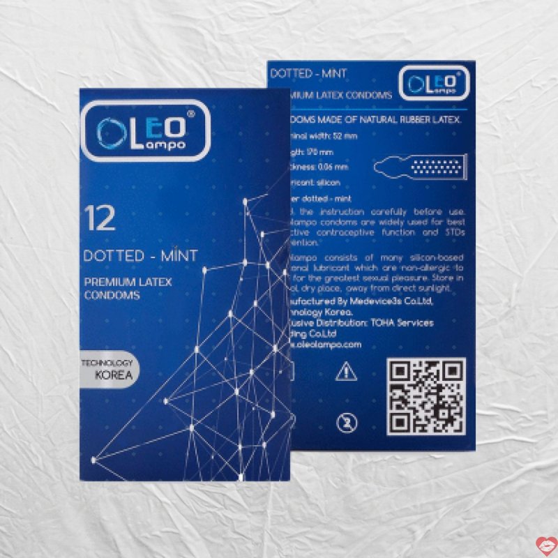 Bao cao su Oleo Dotted 12 cái - Gai mềm bạc hà tê mát siêu kích thích 