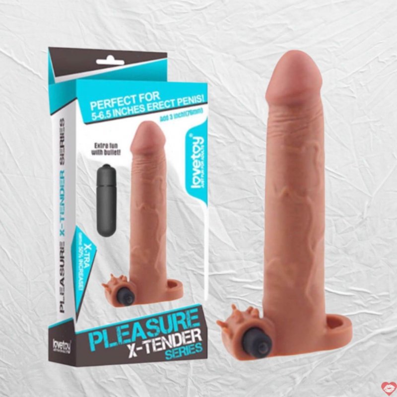 Bao cao su đôn dên rung Lovetoy Pleasure X-Tender tăng chiều dài hiệu quả 