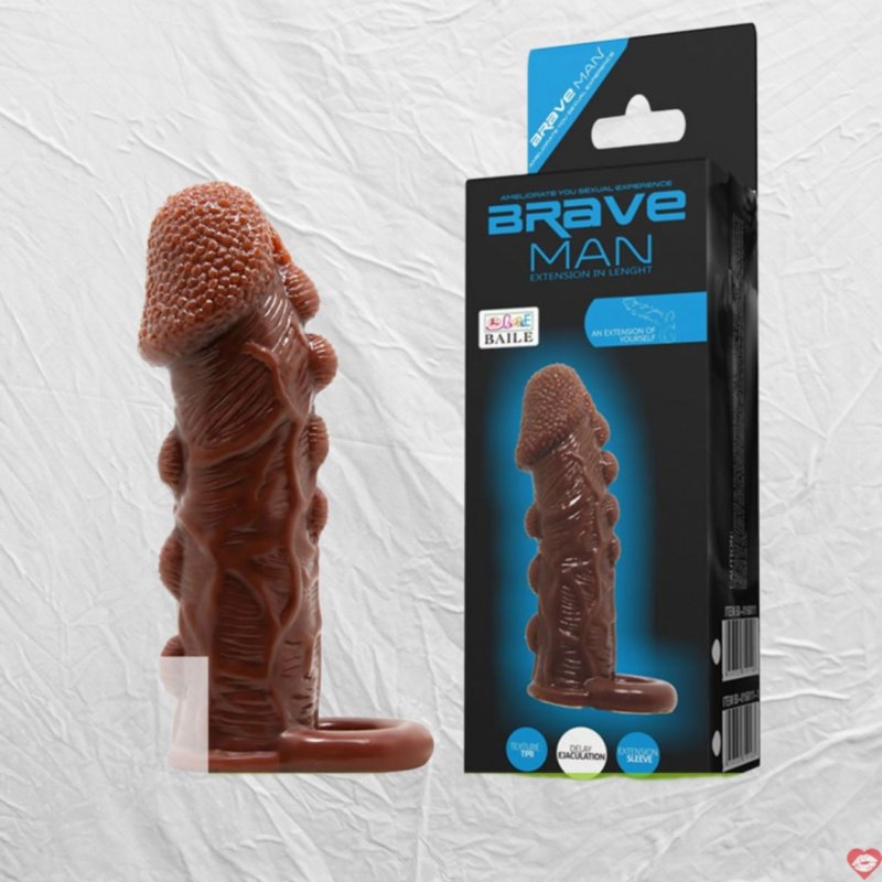 Bao cao su đôn dên có quai đeo tăng 3cm đầu gà Brave Man