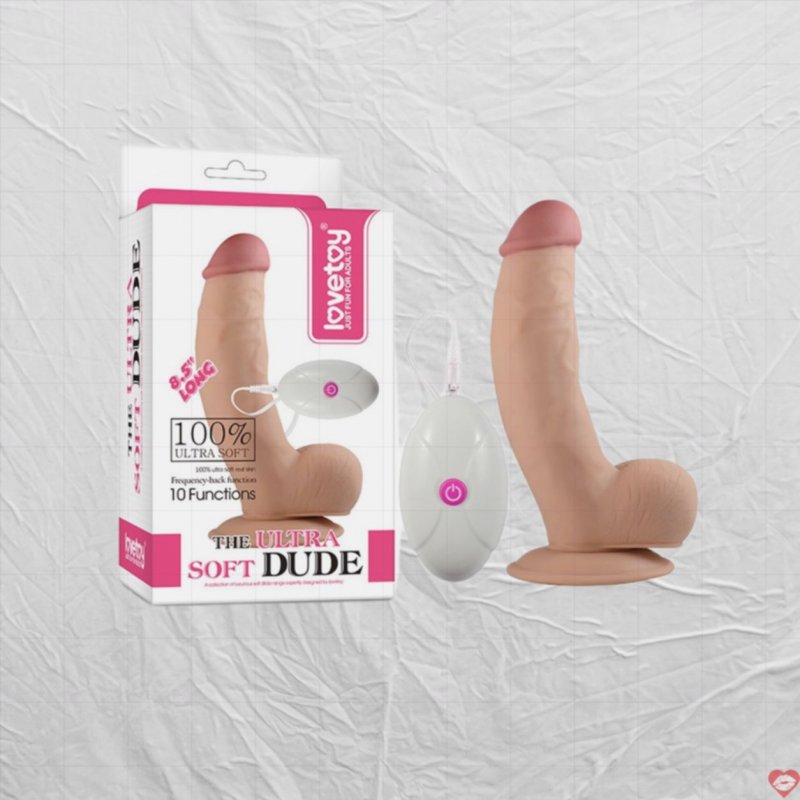 Dương Vật Giả Dán Tường Silicon Mềm Mịn Có Rung - Lovetoy Ultra Soft Dude 8.5