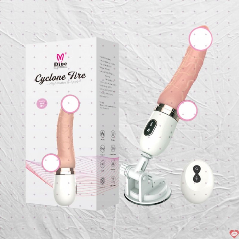 Dương vật giả xoay ngoáy mạnh CyClone Fire Dibe tự động toả nhiệt đế gắn tường