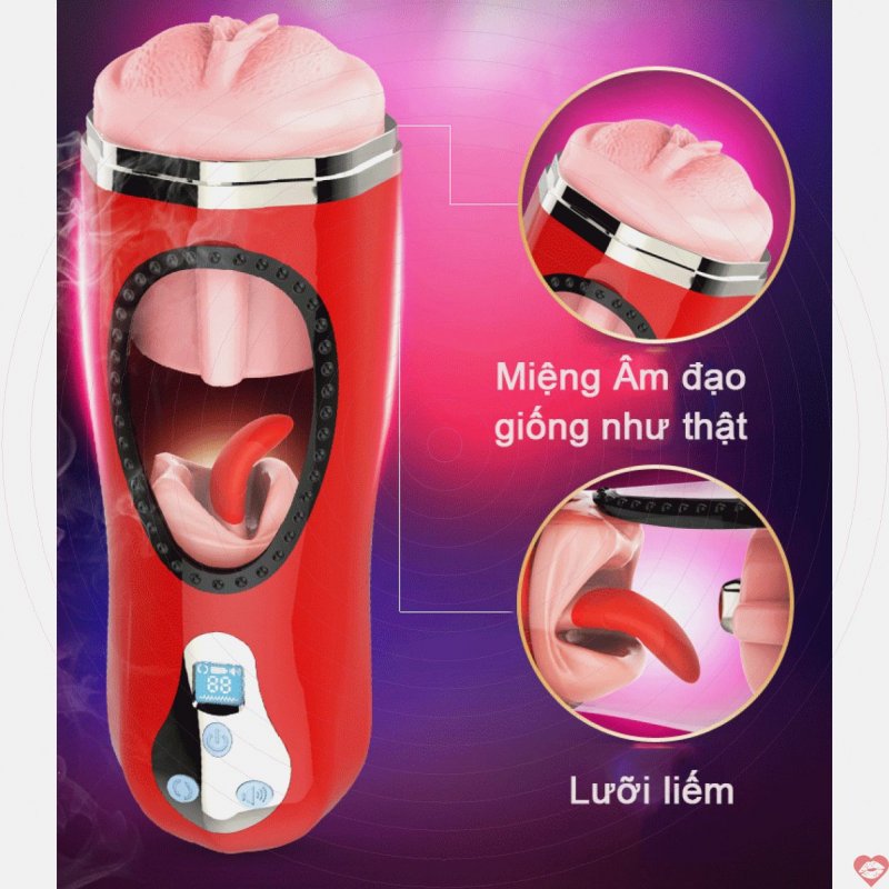 Âm đạo giả rung rên toả nhiệt kèm lưỡi bú liếm Jiuai Masturbation Cup