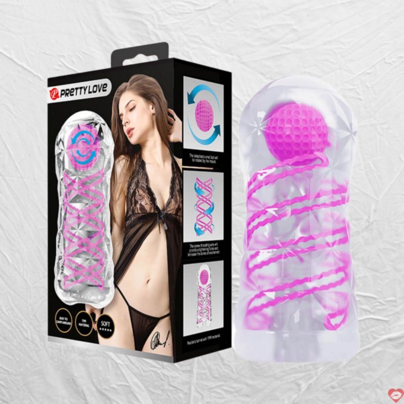 Cốc thủ dâm trong suốt Pretty Love Fantasy Masturbator Pink có bóng xoay