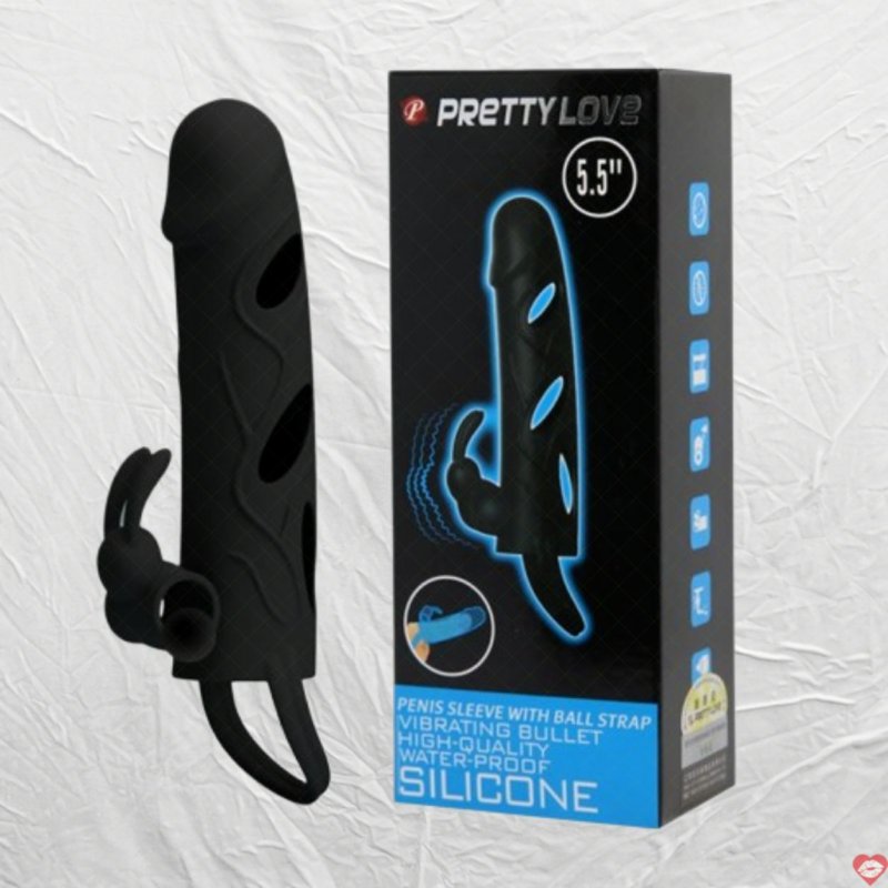 Bao Cao Su Đôn Silicon Mềm Mịn Có Rung Kết Hợp Vòng Đeo - Prettylove