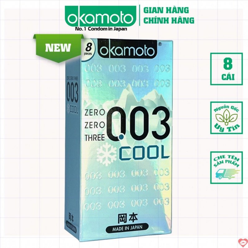 Bao Cao Su Okamoto 0.03 Cool Mát Lạnh Kéo Dài Cực Đã 