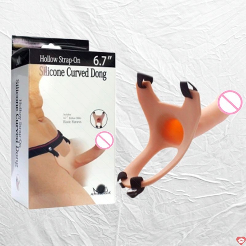 Dương Vật Giả Dây Deo Hollow Strap-On Silicon Curved Dong Rỗng Ruột