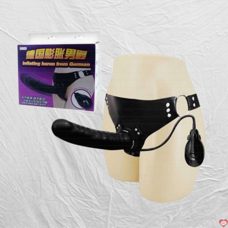 Dương Vật Giả Dây Đeo Bơm Hơi Tự Động Màu Đen