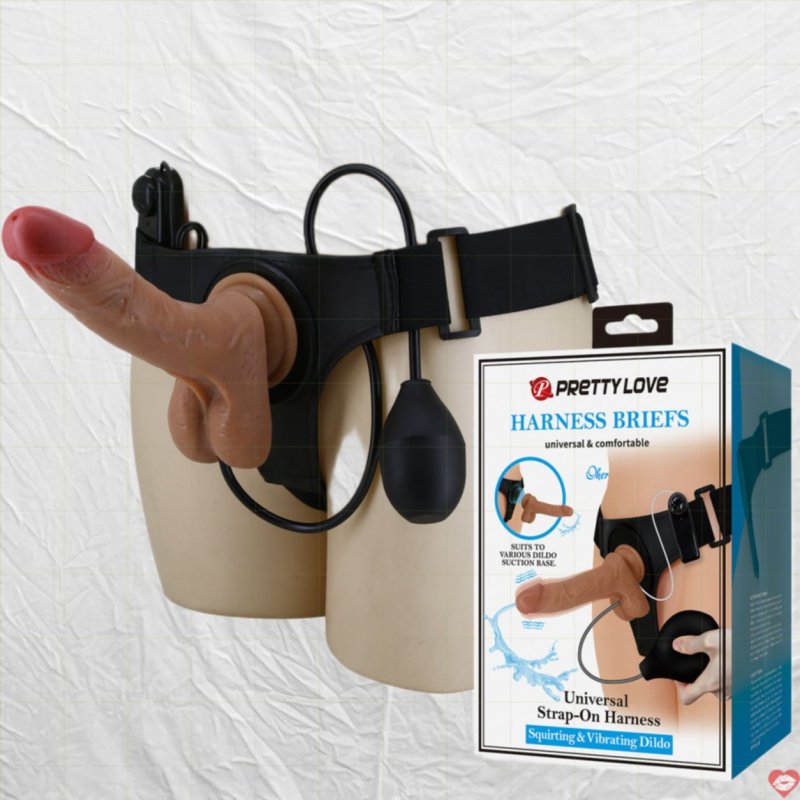 Dương Vật Giả Dây Đeo Bắn Tinh Và Rung 3in1 Pretty Love Harness Briefs
