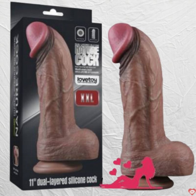 Chim giả siêu khủng siêu mềm Lovetoy 11″ Dual Layered Nature Cock XXL