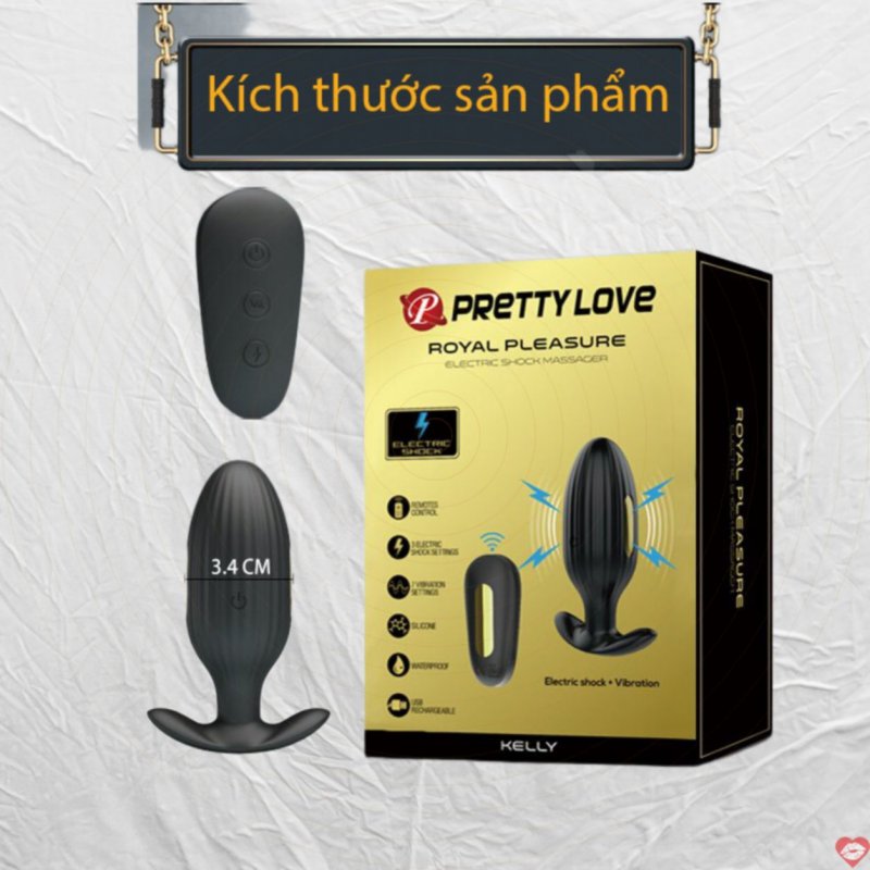 Máy rung xung điện hậu môn điều khiển xa mạ vàng 24K Prettylove Kelly HM02G
