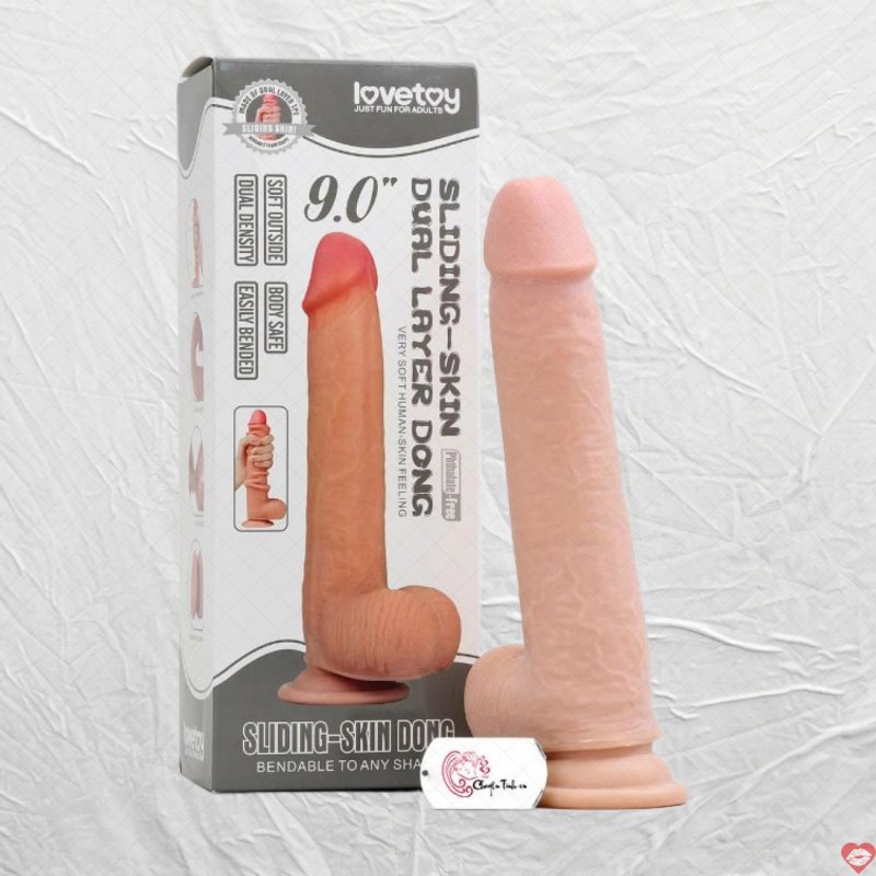 Lovetoy Sliding 9 inch Dương vật giả cao cấp, siêu mềm mại 