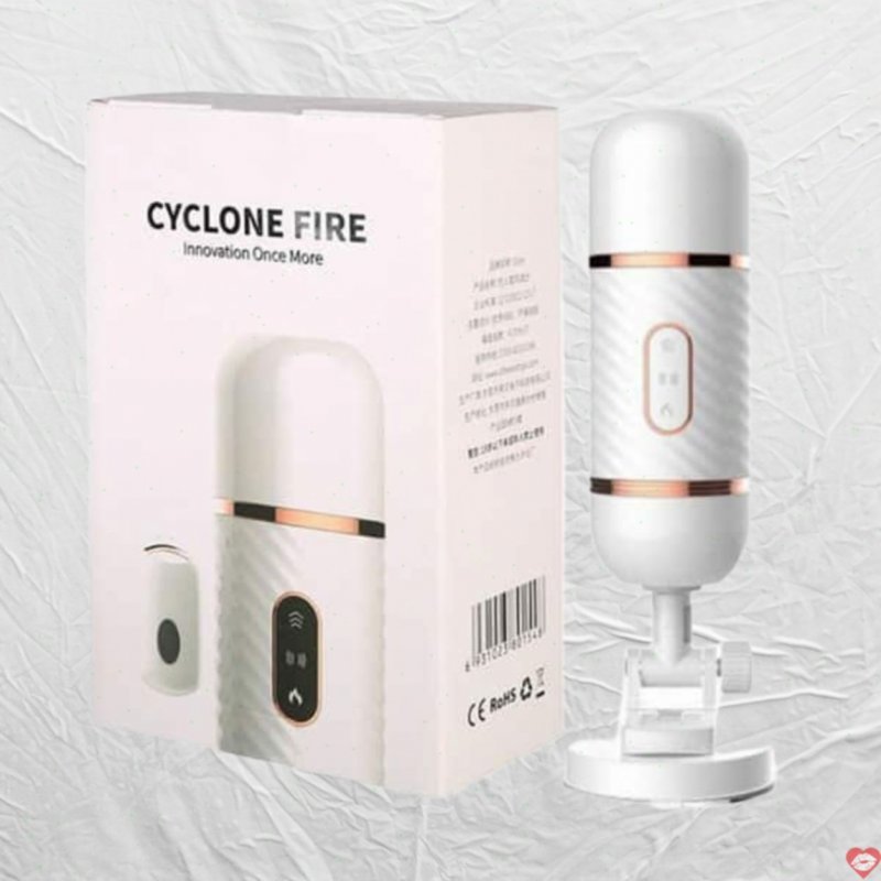 Dương Vật Giả Cyclone Fire Rung Thụt Phát Nhiệt Hít Tường – Điều Khiển Remote