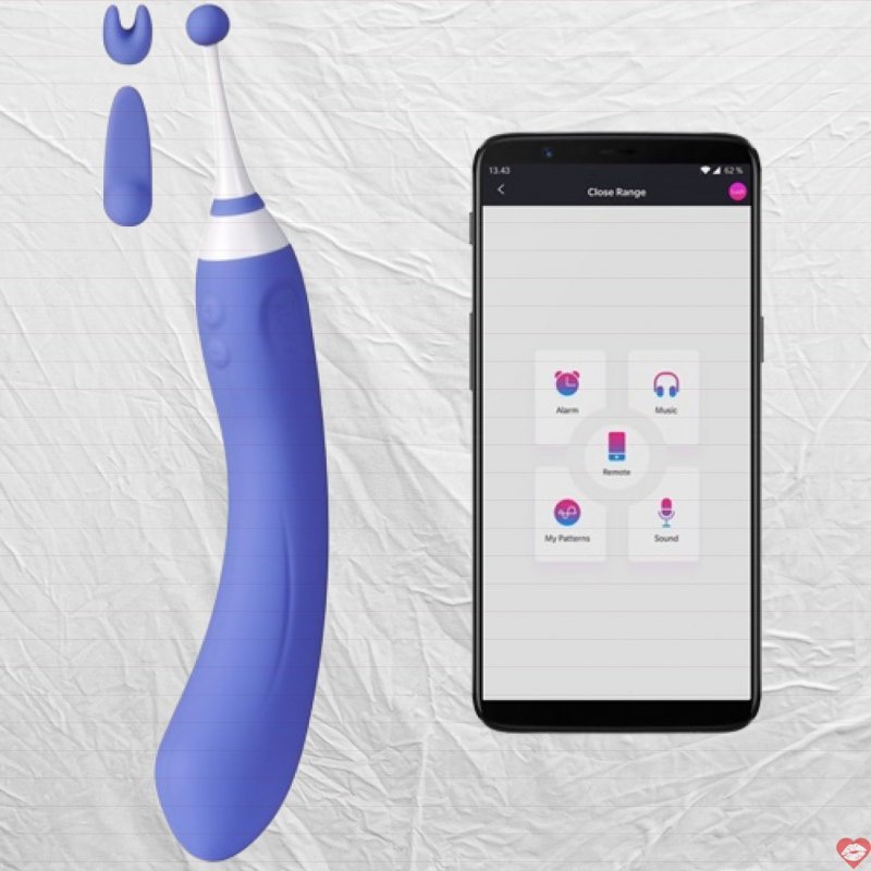 Máy rung 2 đầu điều khiển qua app Lovense Hyphy kèm 3 đầu phụ