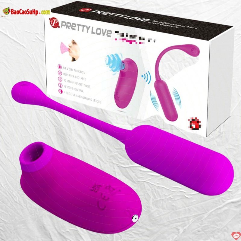 Bộ trứng rung 2 quả gồm trứng rung dài và trứng hút thổi Prettylove Curupira