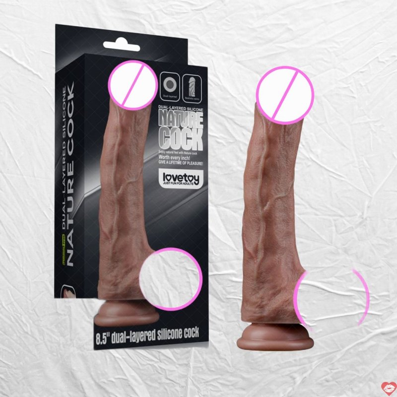 Dương vật giả hít tường silicon hai lớp Lovetoy Nature Cock 8.5 inch
