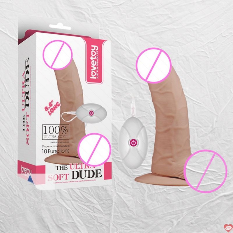 Dương vật giả gắn tường size lớn siêu rung Lovetoy Ultra Soft Dude 8.8