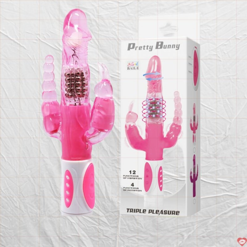 Dương vật giả 3 nhánh rung ngoáy thụt Baile Pretty Bunny