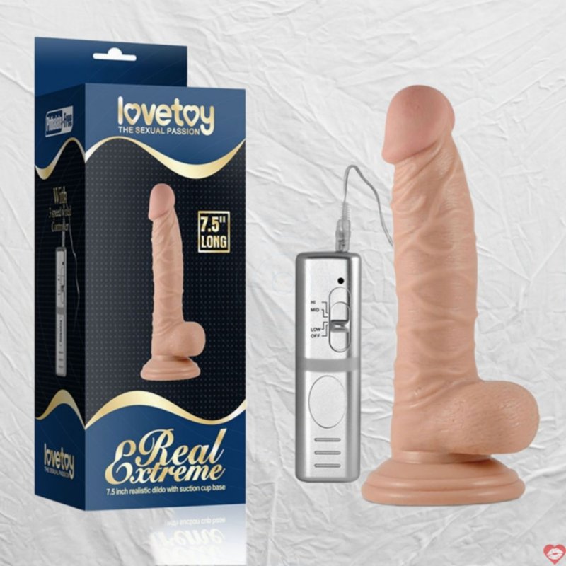 Dương vật silicon có rung gân nổi Lovetoy Real Extreme 7.5