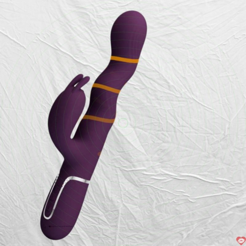 Dương vật giả 3D tai thỏ Prettylove Laursen rung ngoáy zikzak Silicone