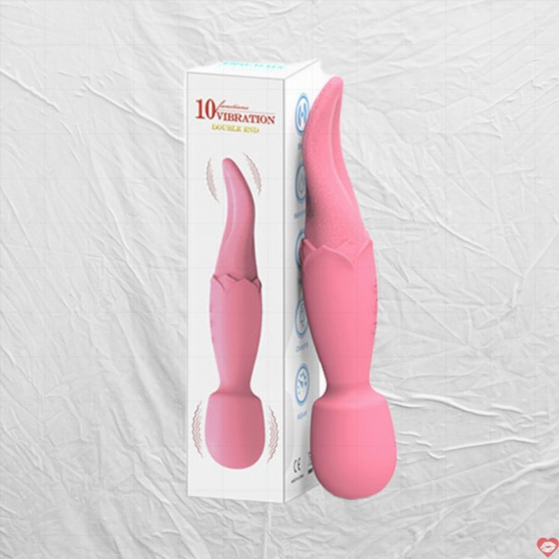 Chày rung massage kèm lưỡi liếm Double End 10 chế độ